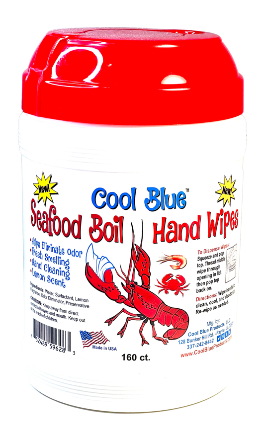 Cool Blue Seafood Boil Hand Wipes with Lobster Graphic